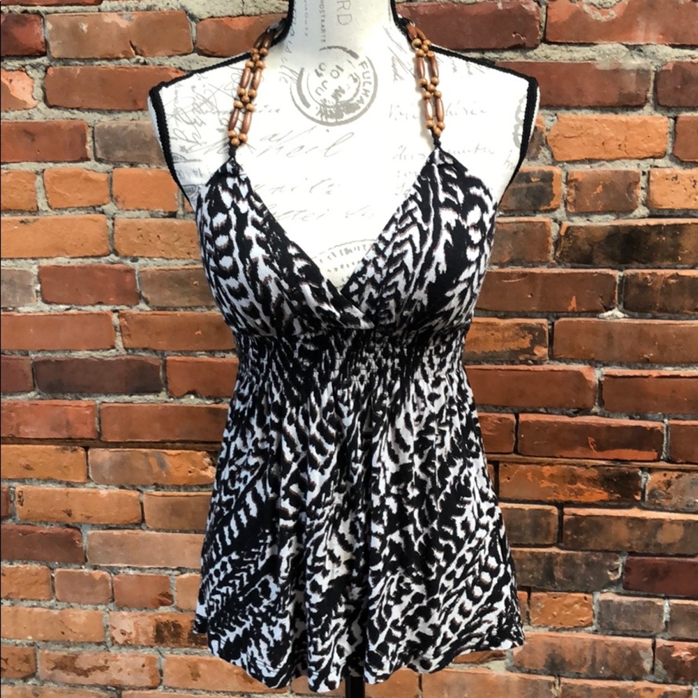 Guess medium halter top Blk/white/brown